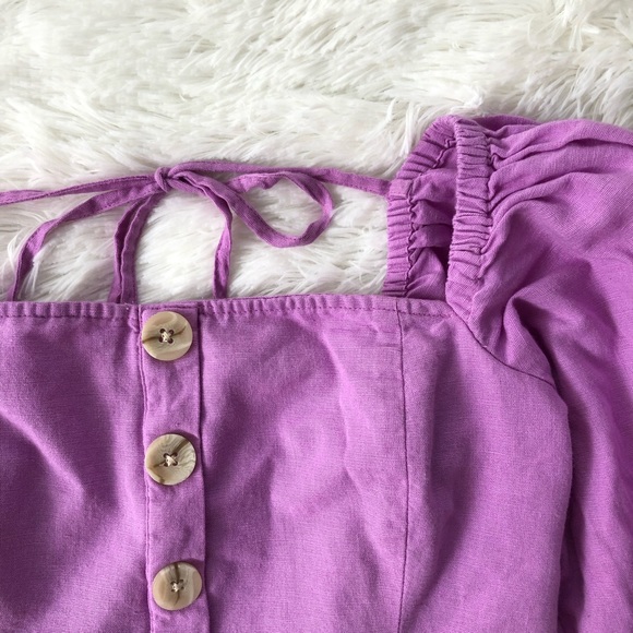 AMERICAN EAGLE • Square Neck Button Front Lilac Long Sleeve Peasant top - Small - Picture 7 of 16